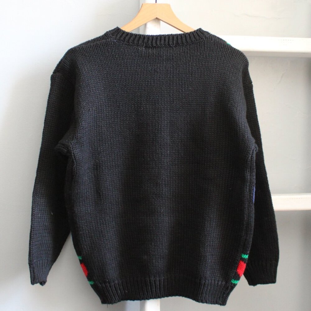Preswick & Moore Vintage Black Acrylic Teddy Bear Christmas Sweater Size Medium - Picture 2 of 3